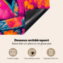 Kimono - Roze - Panda - Bloemenkroon Inductie beschermer vinyl 3mm middel -usfeer4_FR