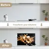 Bloemen - Goud - Graffiti - Zwart - Abstract keuken achterwand spatscherm klein -voor_na_EN