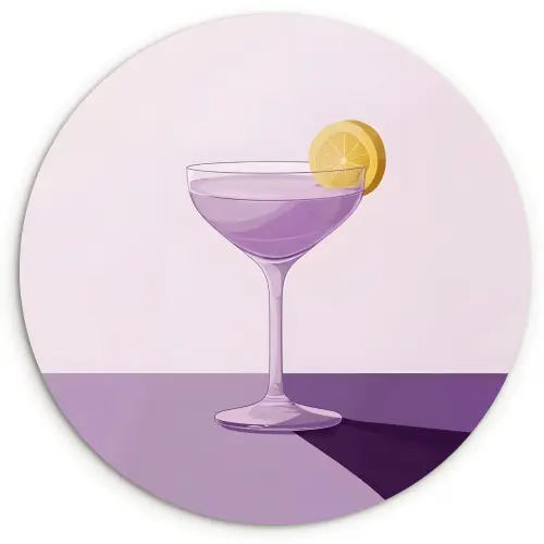 Cocktail - Paars - Minimalistisch - Citroen Wandcirkel kunststof plaat 5mm dik klein -3d
