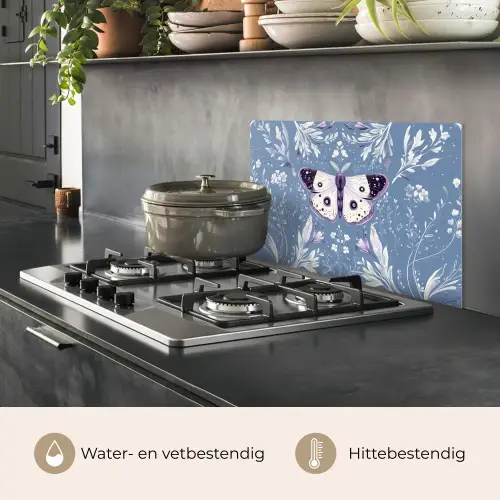 Vlinder - Bloemtakken - Lichtblauw keuken achterwand spatscherm klein -usp_NL