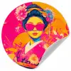 Vrouw - Zonnebril - Abstract - Oranje Wandcirkel behangsticker klein -3d