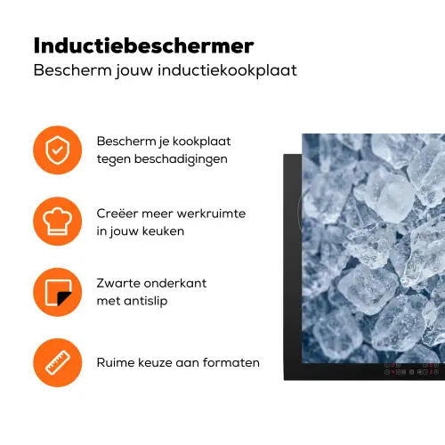 Ijsblokjes - Water - Blauw Inductie beschermer vinyl 3mm klein -zzzzzzz-td-ups