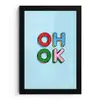 Oh ok - Blauw - Kleurrijk fotolijst zwart zonder passe partout klein -3d