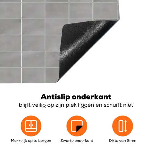 Mat - Wand - Tegels - Grijs Inductie beschermer vinyl 3mm klein 276 -zzzzzzz-td-onderkant
