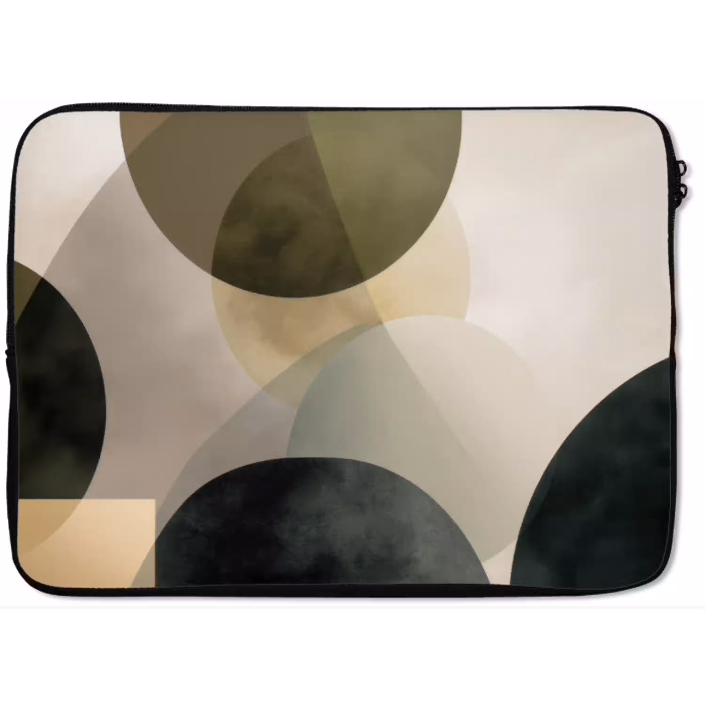 Vlakken - Abstract - Beige - Cirkels laptophoes neopreen klein -zkaufland3dotto
