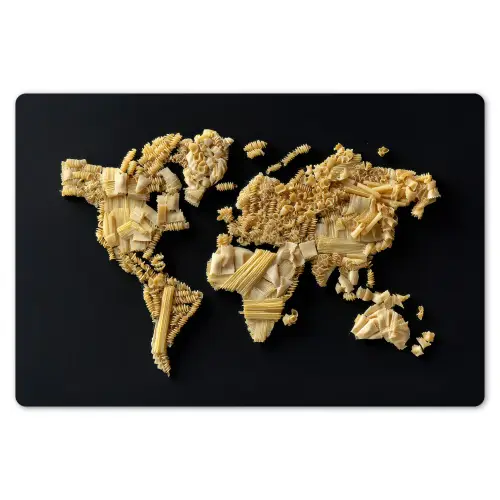 Wereldkaart - Pasta - Zwart Placemat vinyl groot -zzsfeer1_Kitchenyeah-website