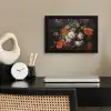 Stilleven met bloemen en een horloge - Schilderij van Abraham Mignon fotolijst zwart zonder passe partout klein -sfeer1