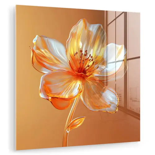 Glazen - Bloem - Oranje plexiglas 5mm klein -zzzproduct_nieuw