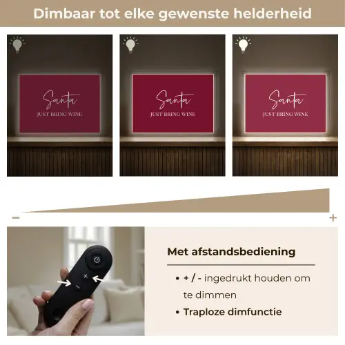 Santa - Wine - Rood - Kerst - Kerstman Light Box met batterij (Wandlamp) middel -USP_dimbaarNL