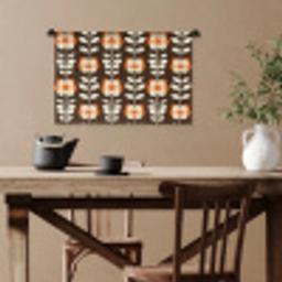 Bloemen - Retro - Bruin Wandkleed katoen klein 269 -sfeer6