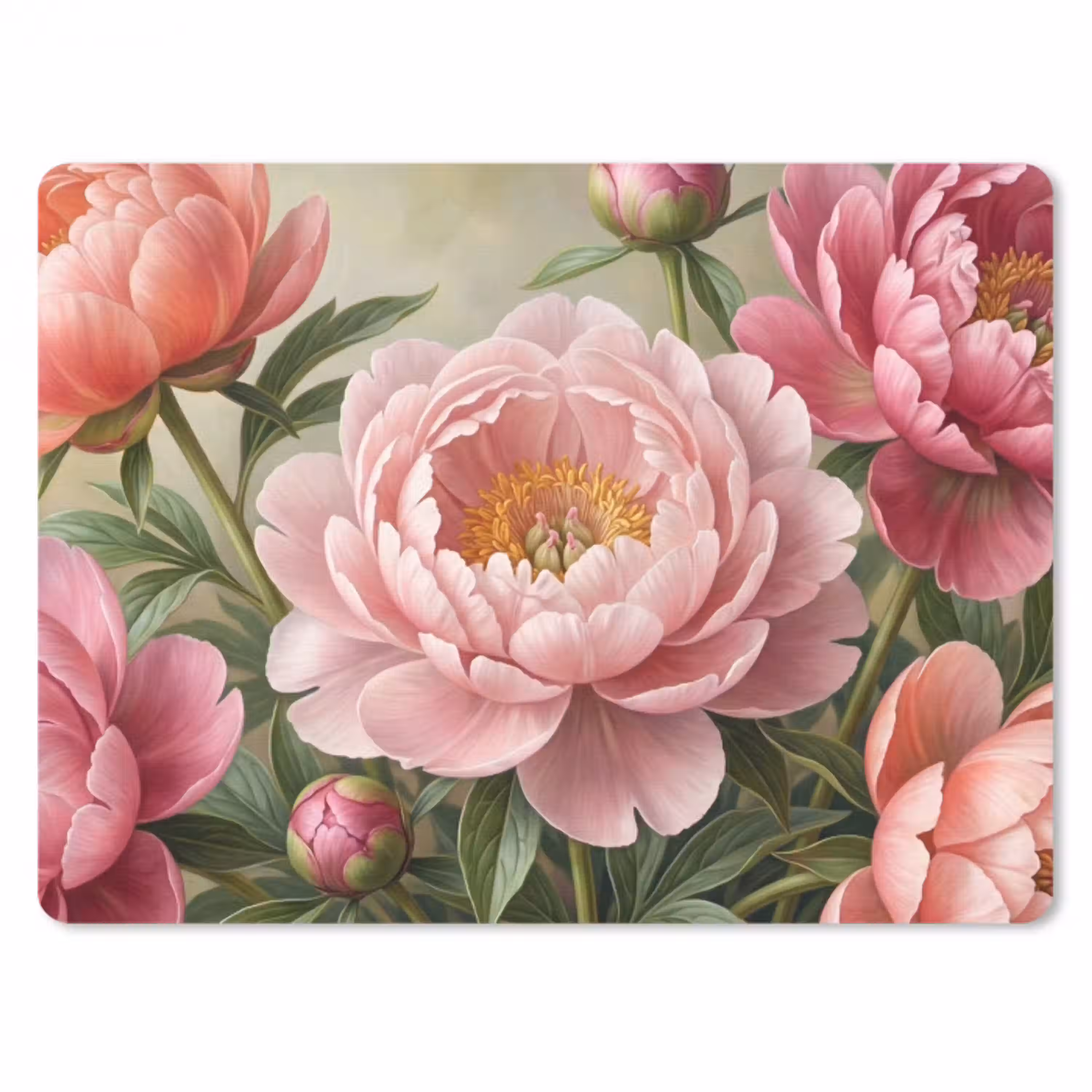 Bloemen - Roze - Klassiek - Gedetailleerd - Natuur muismat rubber klein -3d