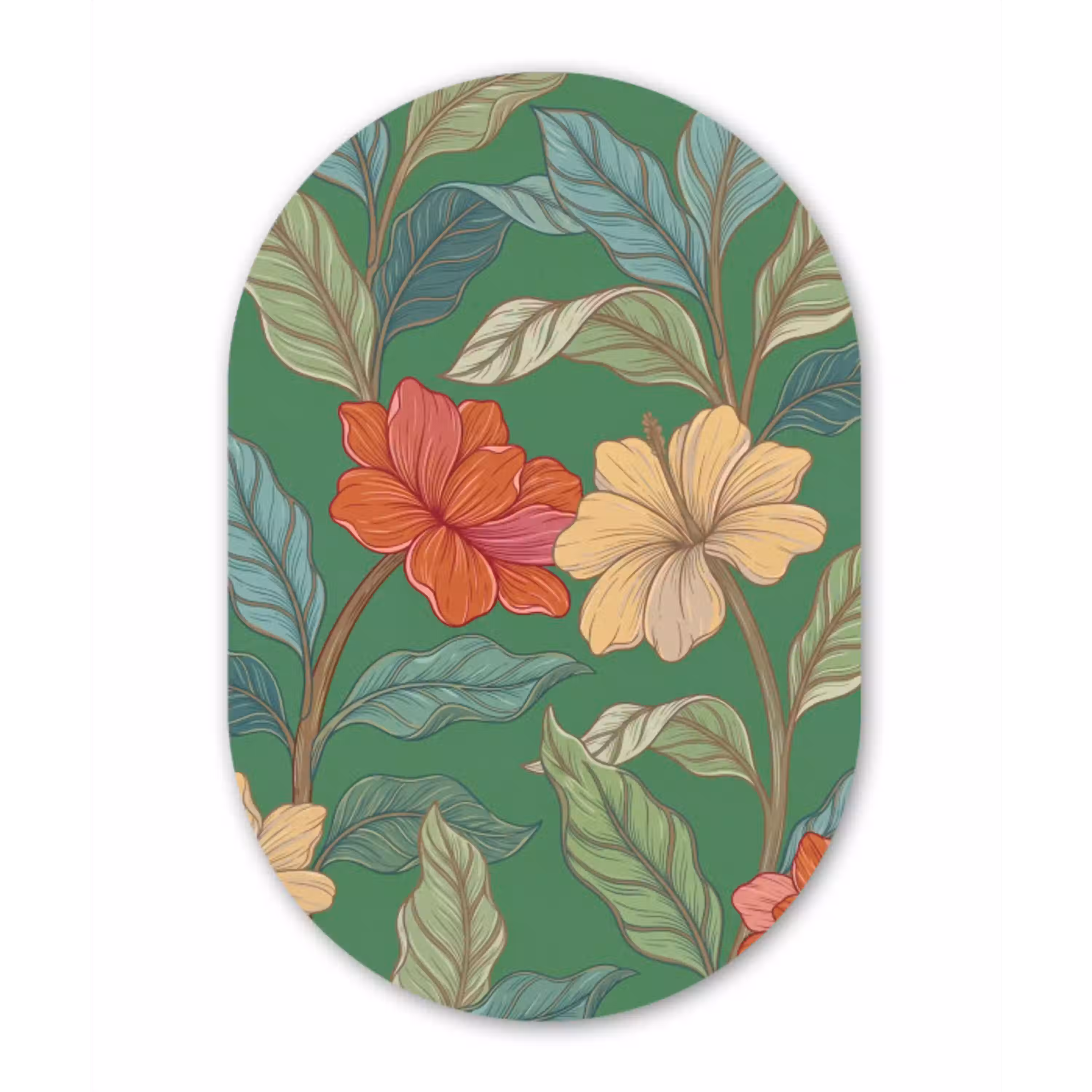 Bloemen - Groen - Illustratie Wandcirkel Ovaal Forex klein -3d