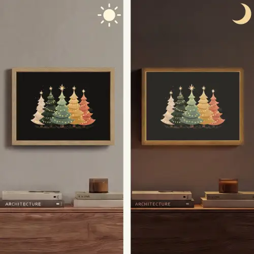 Kerstbomen - Kleurrijk - Lichtjes - Ster Light Box met batterij (Wandlamp) middel -sfeer3