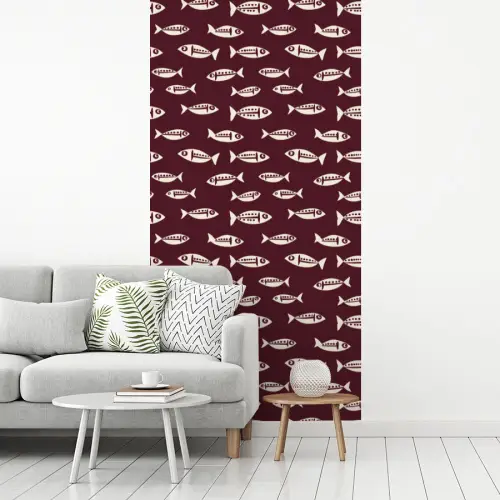 Vissen - Grafisch - Patroon - Donker fotobehang vinyl groot 64 -woonkamer