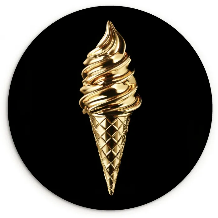 Ijs - Goud - Zwart - Eten Wandcirkel plexiglas klein -3d