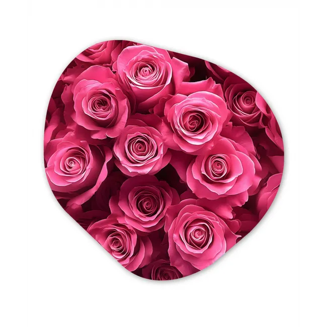 Rozen - Pink - Bloem Wandcirkel Organisch Forex 3mm klein -3d
