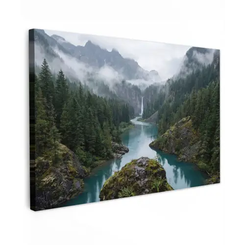 Waterval - Bomen - Bergen canvas 2cm klein -z3d