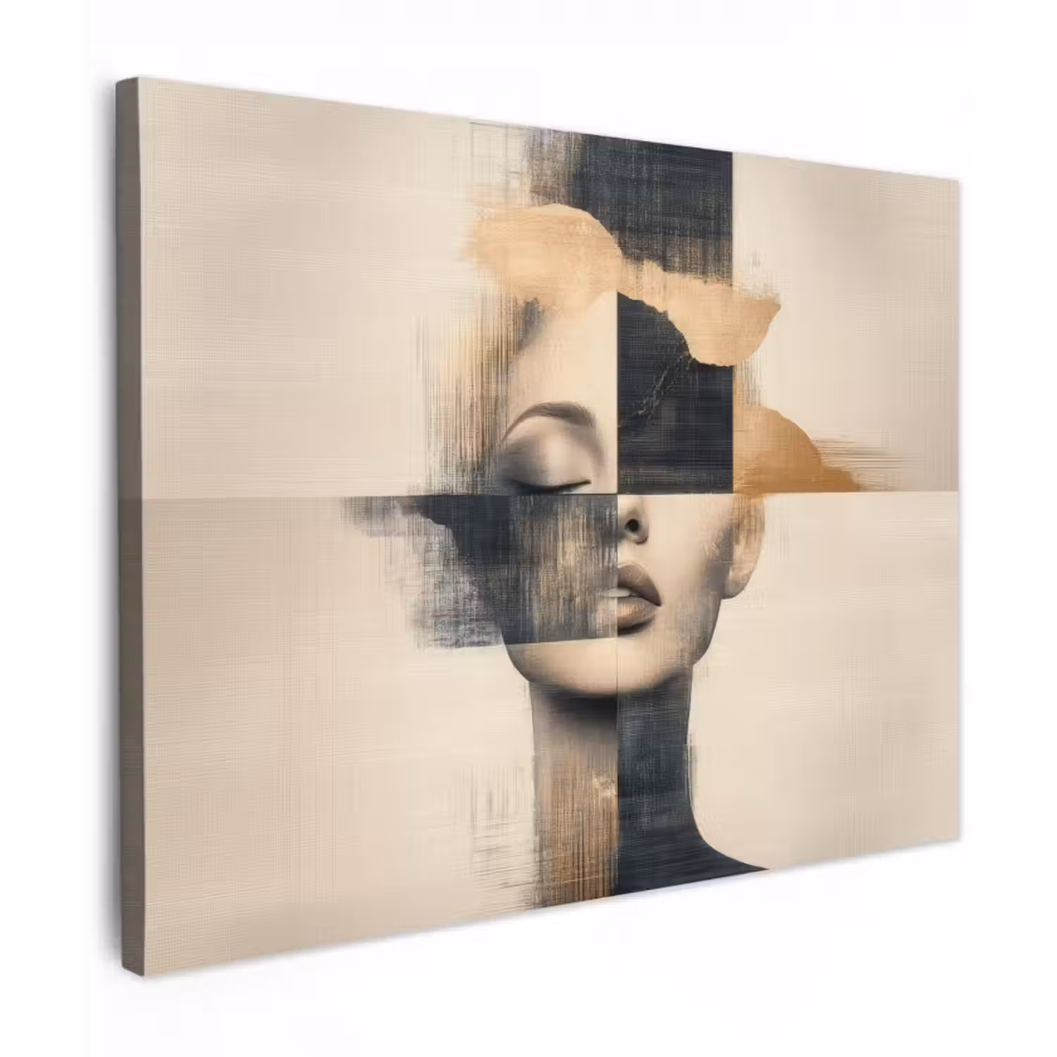 Canvas schilderij - Goud - Vrouw - Rechthoeken