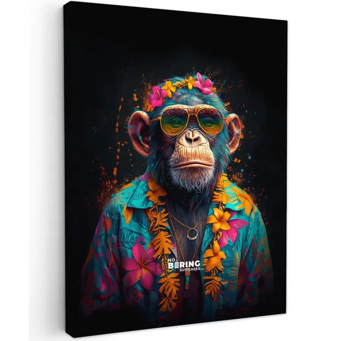Chimpansee met Hawaii blouse canvas 2cm klein -z3d