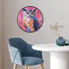 Uil - Roze - Blauw - Verf - Abstract Fotolijst rond zonder passe partout klein -sfeer2
