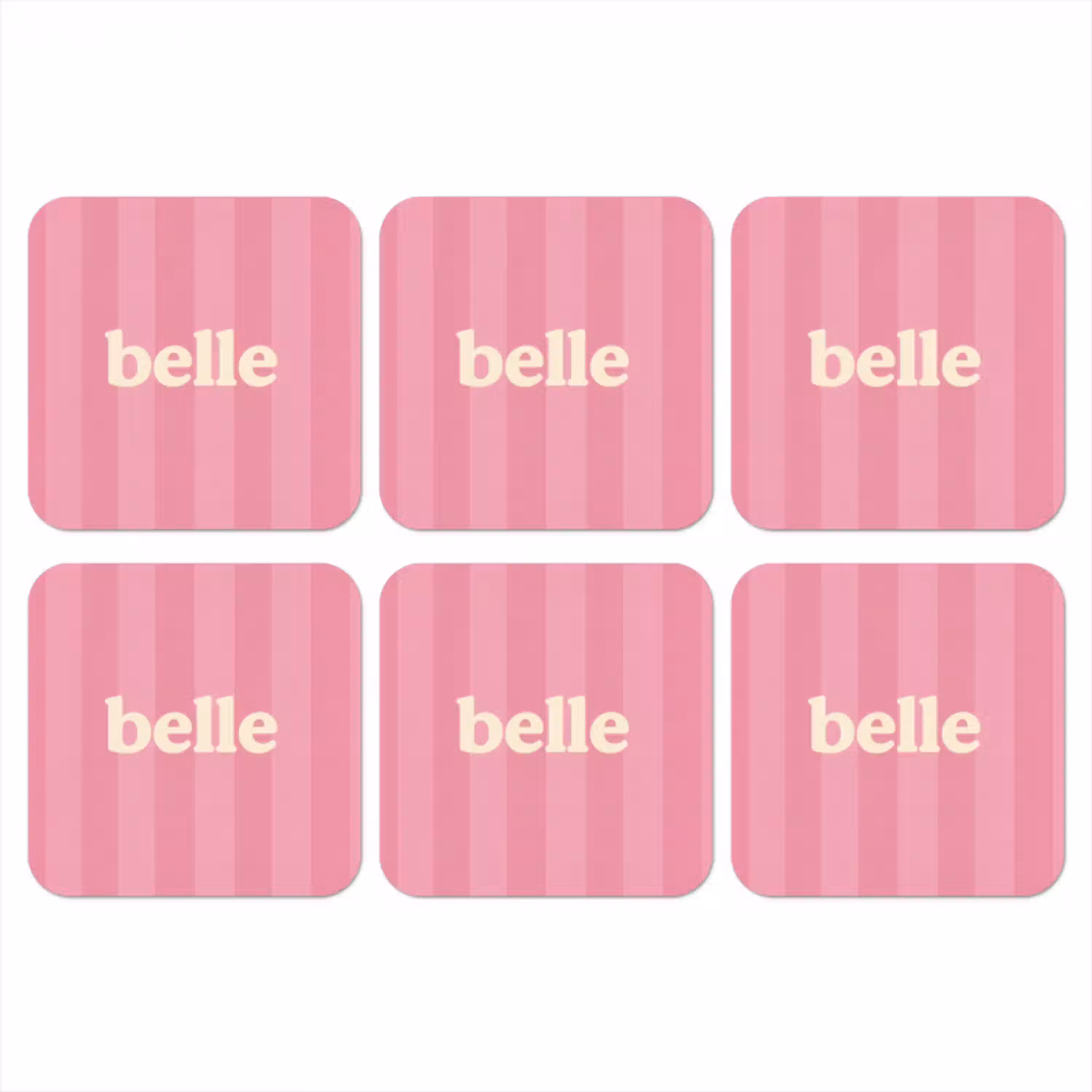 Roze - Gestreept - Belle onderzetter kurk middel -3d