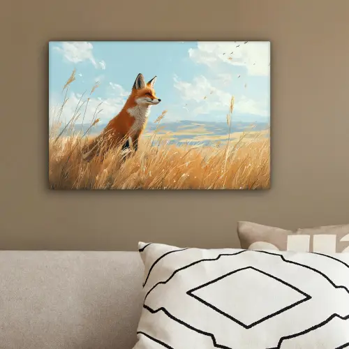 Vos - Gras - Wolken - Oranje canvas 2cm klein -sfeer3