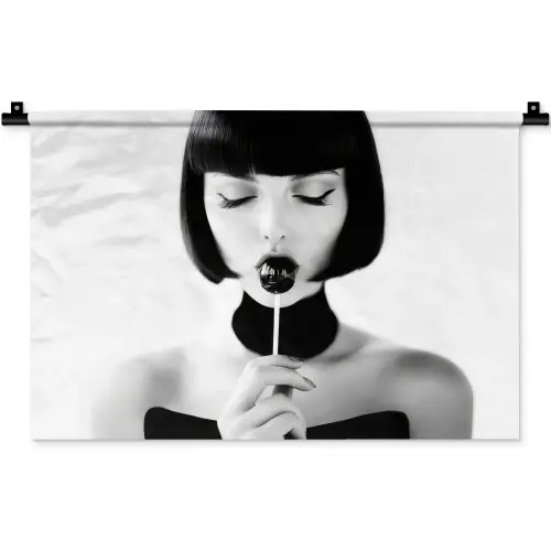 Vrouw - Lolly - Zwart - Wit Wandkleed katoen klein -zz3d
