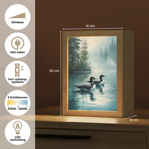 Bos - Water - Eenden - Mistig Light Box met kabel (Tafellamp) klein -USP_NL