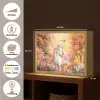 Eenhoorn - Bloemen - Vlinder - Roze Light Box met batterij (Wandlamp kind) middel -USP_websiteoverzichtNL