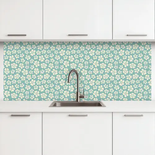 Bloemen - Wit - Vintage - Patronen keuken achterwand 2 middel 871 -3d