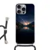 Kristalhelder meer - Bergen - Bergen Hoesje iPhone 16 Pro Max met koord klein -3d