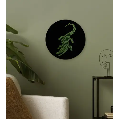 Krokodil - Groen - Tijgerachtig - Strepen Wandcirkel plexiglas klein -sfeer3
