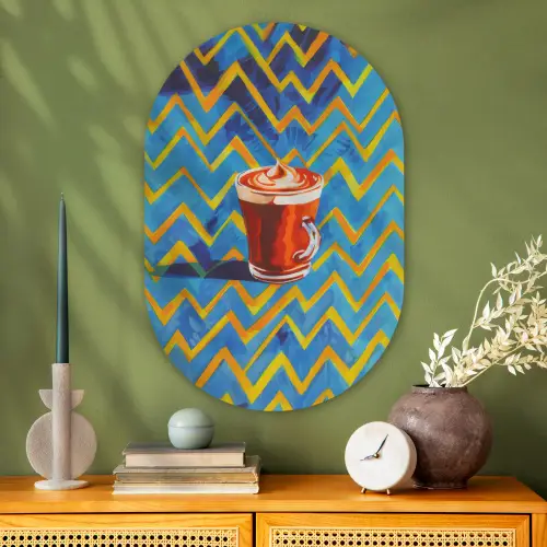 Mok - Koffie - Zigzag - Slagroom Wandcirkel Ovaal Glas middel -sfeer2