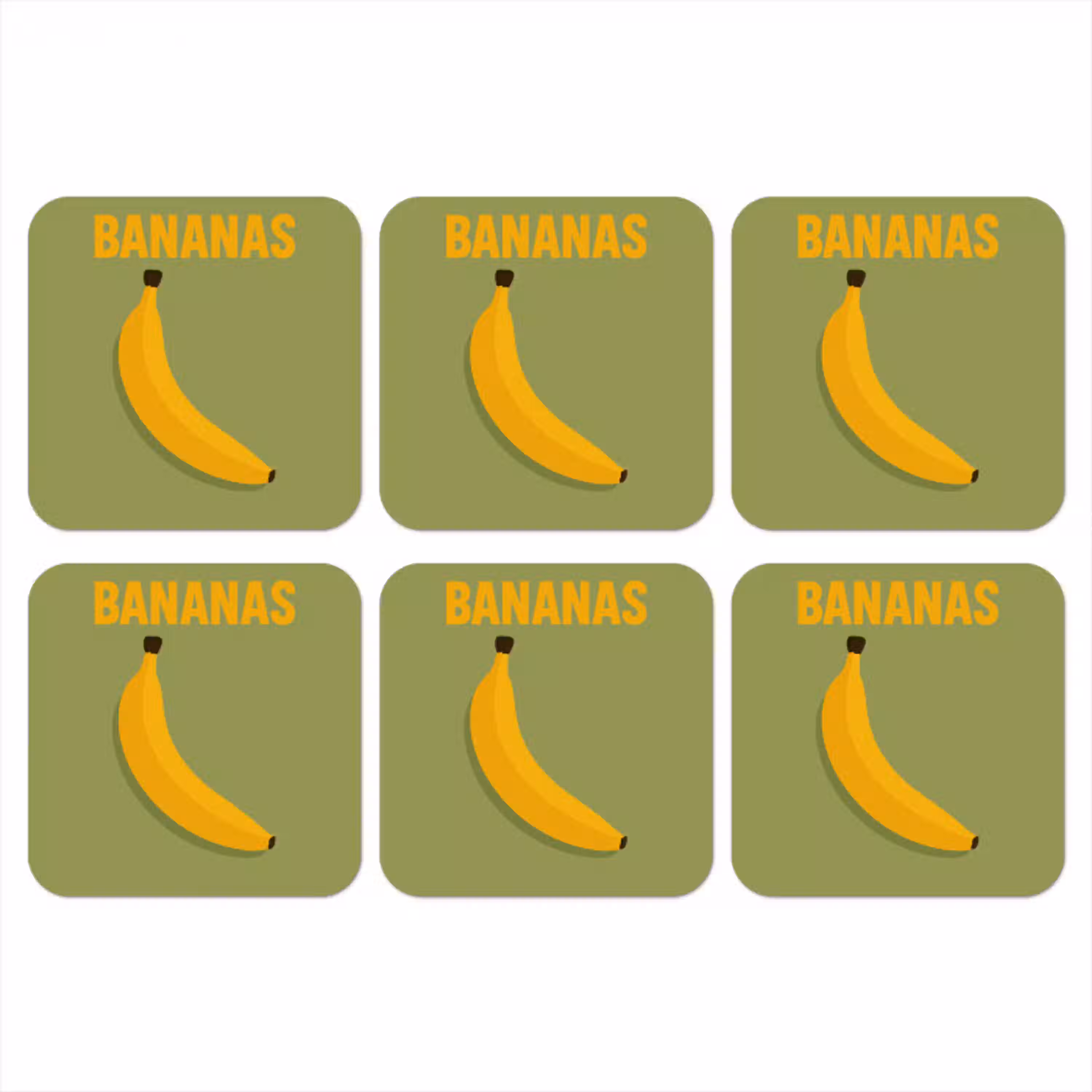 Banaan - Minimalistisch - Geel onderzetter kurk middel -3d