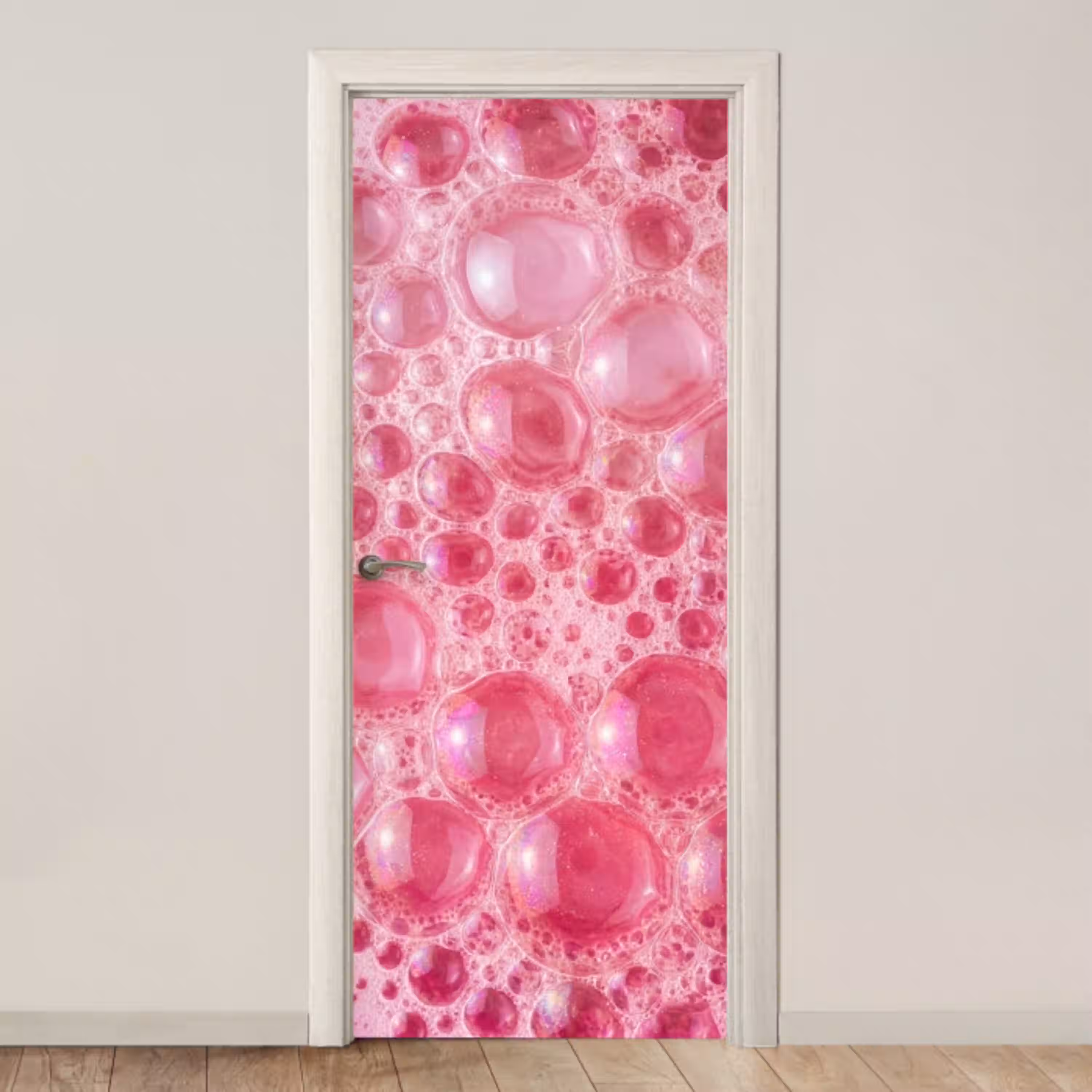 Roze - Schuim - Bubbels deurposter klein -3d_beige