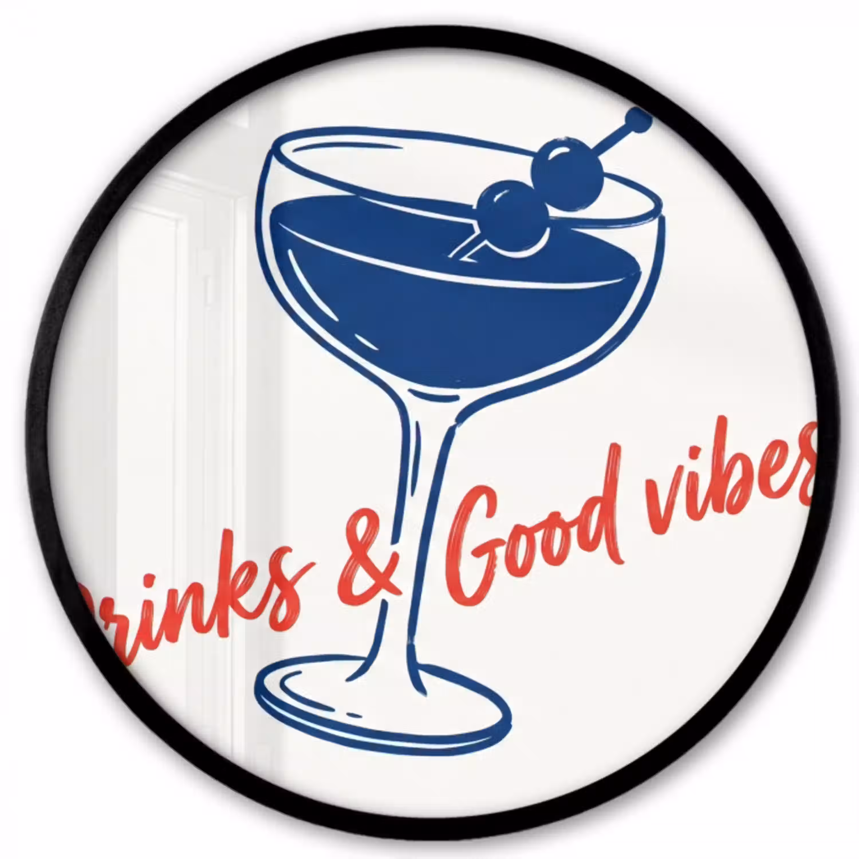 Cocktail - Glas - Illustratie - Blauw - Wit Fotolijst rond zonder passe partout klein -3d