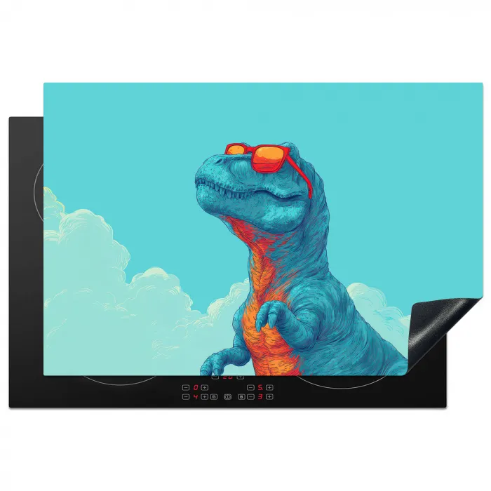 T-Rex - Blauw - Wolken - Zonnebril Inductie beschermer vinyl 3mm klein -3d