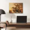 Leeuwen - Zonsondergang - Afrika - Savanne - Dieren PET vilt klein -sfeer5