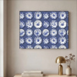 Borden - Floraal - Blauw Textielframe zwart klein 947 -sfeer2