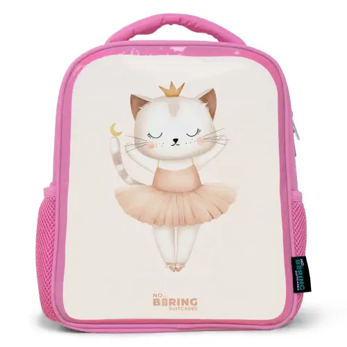 Ballerina kitten in beige kleuren Kinderrugzak - Roze middel -3d