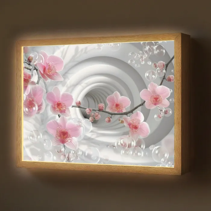 Bloemen - Tunnel - Abstact - 3D effect Light Box met batterij (Wandlamp) middel -z3d_website