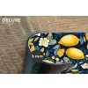 Citroenen - Bloemen - Bladeren - Blauw Placemat vinyl groot 368 -closeup