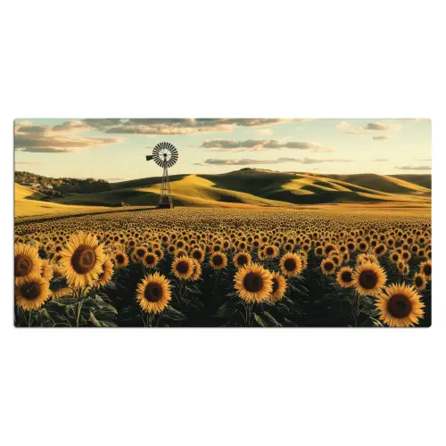 Zonnebloem - Veld - Windmolen Muismat XXL klein -3d_leeg