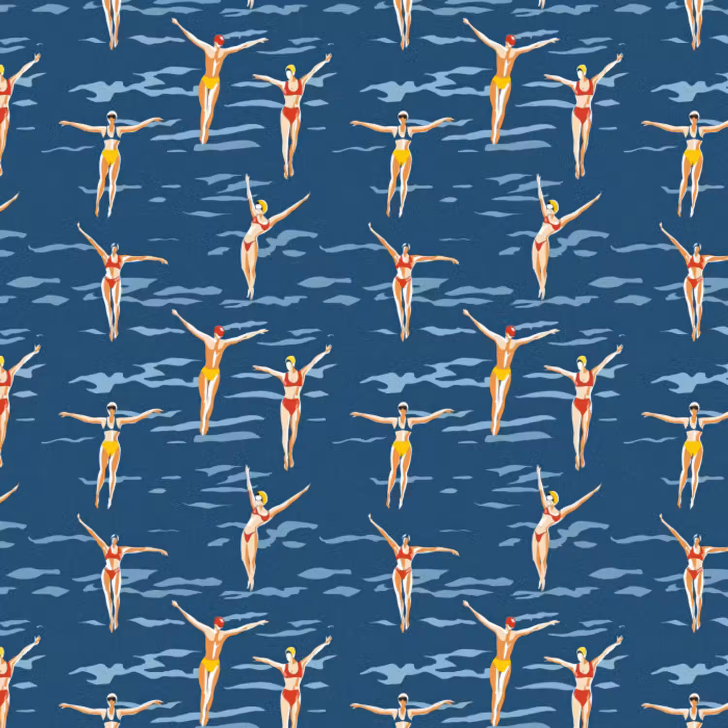 Tapete - Schwimmer Retro - Blau