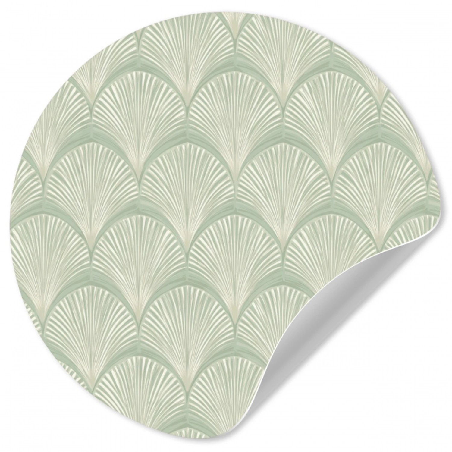Waaiers - Patroon - Groen Wandcirkel behangsticker klein 186 -3d