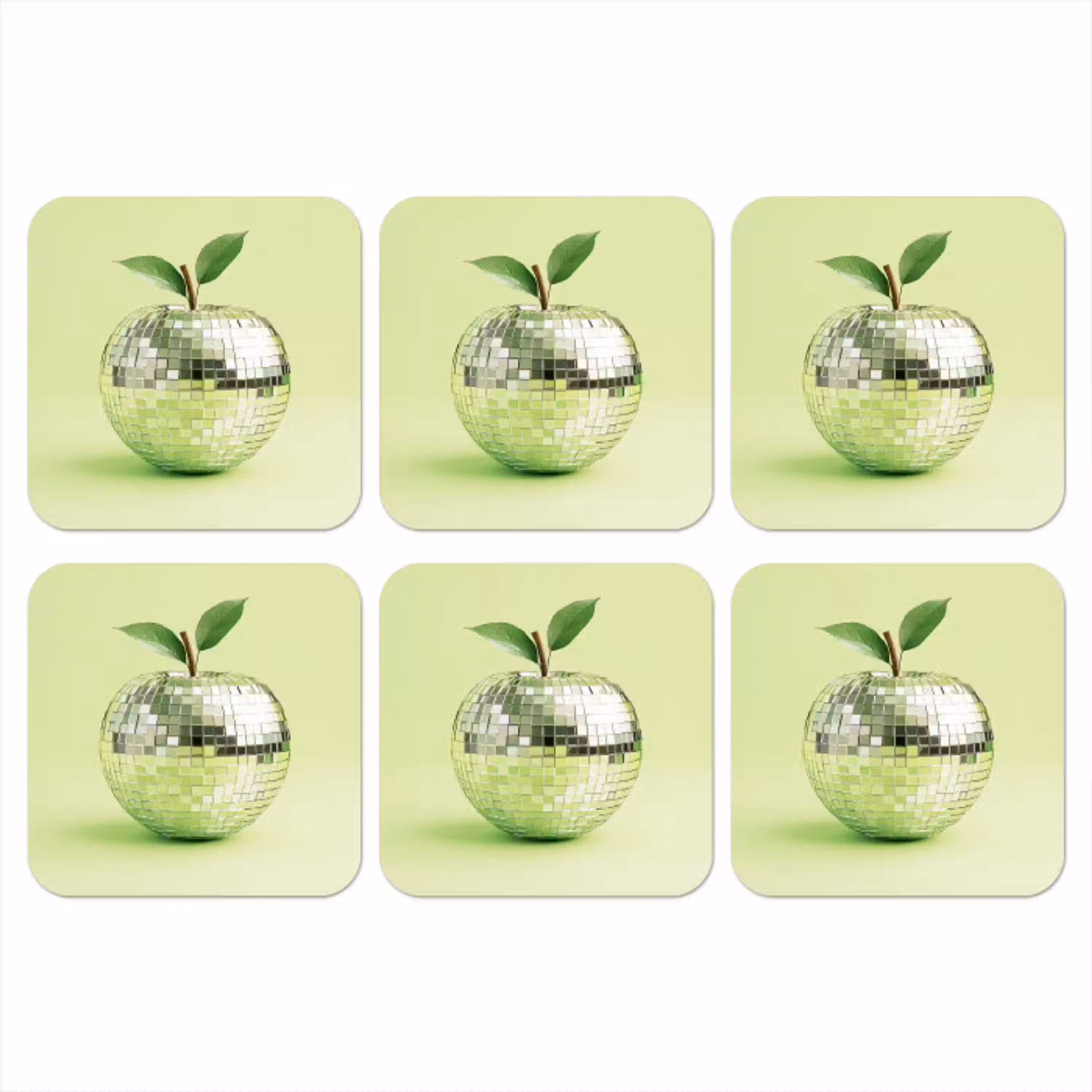 Groen - Disco - Decoratie - Appel onderzetter kurk middel -3d