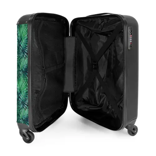 Palm bladeren monstera patroon groen NBS - Handbagage koffer - Volwassenen Unisex middel -binnenkant
