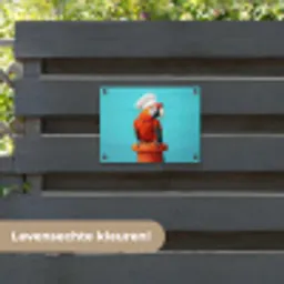 Ara - Koksmuts - Sokkel - Grappig tuinposter los doek klein -sfeer3