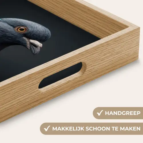 Duif - Bloemen - Zwart Dienblad Rechthoek middel -USP_HandgreepNL
