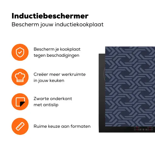 Patroon - Blauw - Geometrisch Inductie beschermer vinyl 3mm klein 276 -zzzzzzz-td-ups